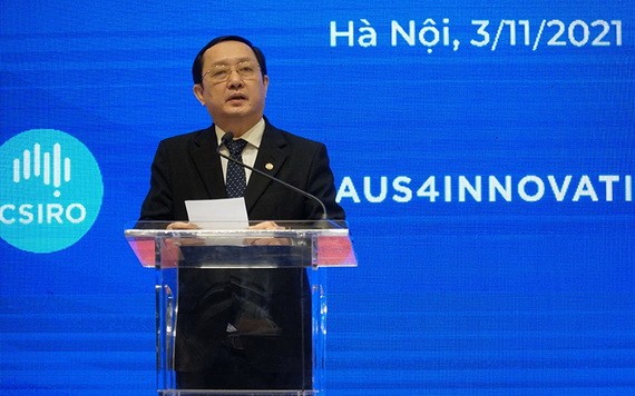 科學與技術部長黃成達在儀式上發言。（圖源：陳燕）