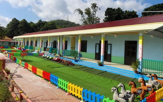 越南嘉吉公司在奠邊省捐建一所教學設備現代化的幼兒園學校。