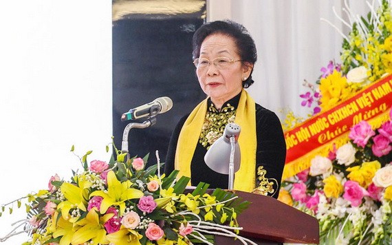 國家原副主席阮氏緣蟬聯2021-2026年任期第六屆越南勵學會主席。(圖源:T.N)
