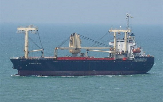 Marimoto Maru號貨輪傾斜30度並在海上漂流,距離富貴島東北方向約50海里。(圖:越南MRCC)