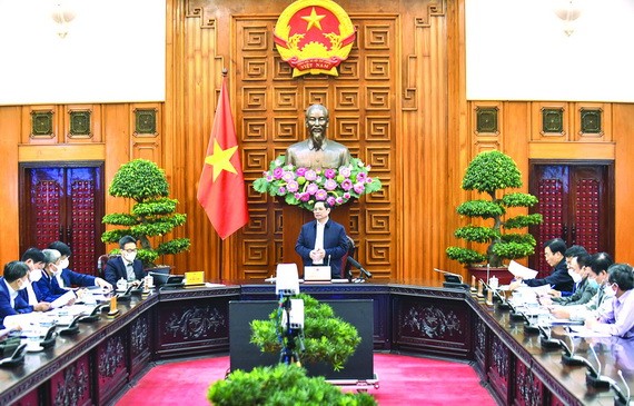 政府總理范明政會上發言。(圖:VGP)