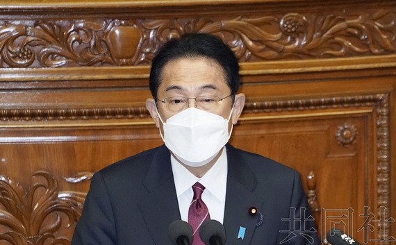 12月6日下午,日本首相岸田文雄在第207屆臨時國會上發表施政演說。 (圖:共同社)
