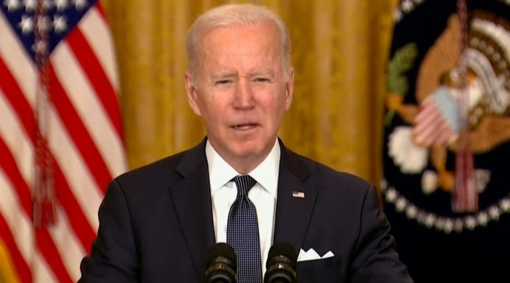 美國總統拜登就烏克蘭問題發表講話。（圖源：互聯網）