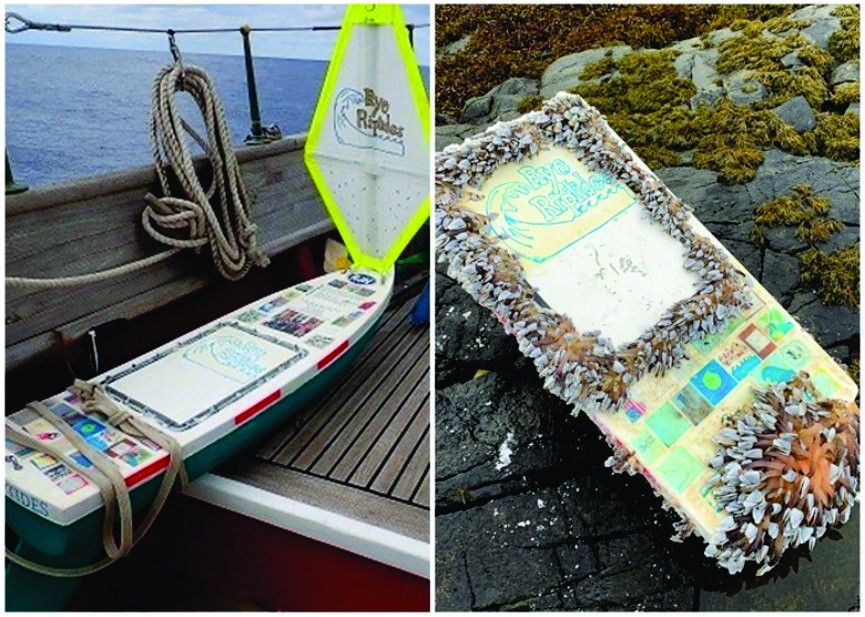 “賴恩激流號”出海前完好無缺(左圖)，經歷一番風浪後船身已所剩無幾(右圖)。（圖源：互聯網）