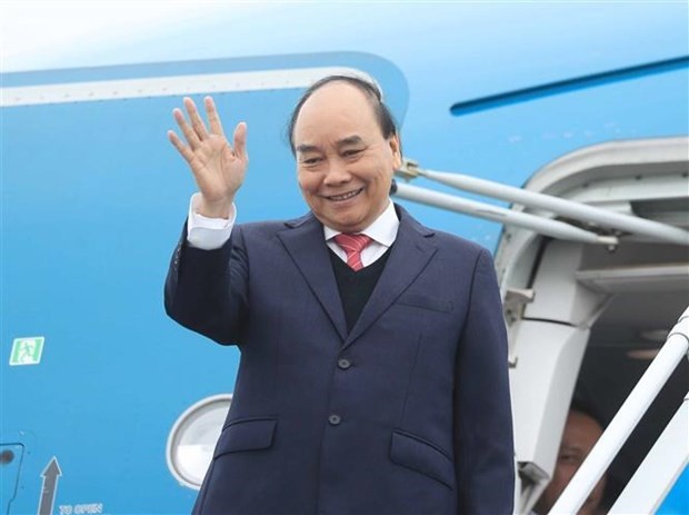 越南國家主席阮春福啓程對韓國進行國事訪問。(圖:越通社)