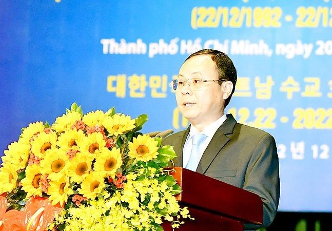 市委副書記阮文孝在儀式上致詞。（圖：越勇）