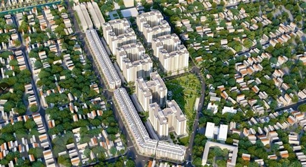 在海防市某个社会住房单位的配景图。