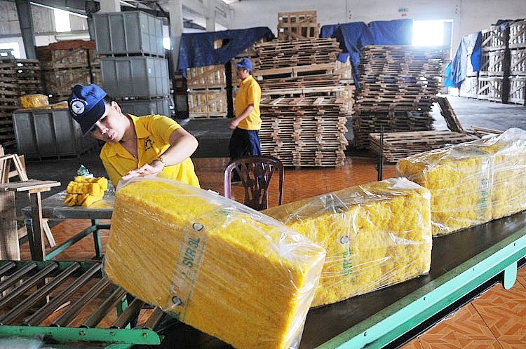 橡胶出口生产线。