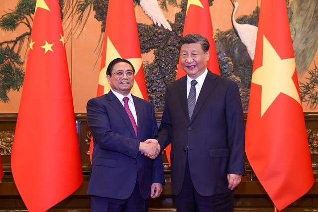 范明政总理会见中共中央总书记、中国国家主席习近平。(图:VGP)