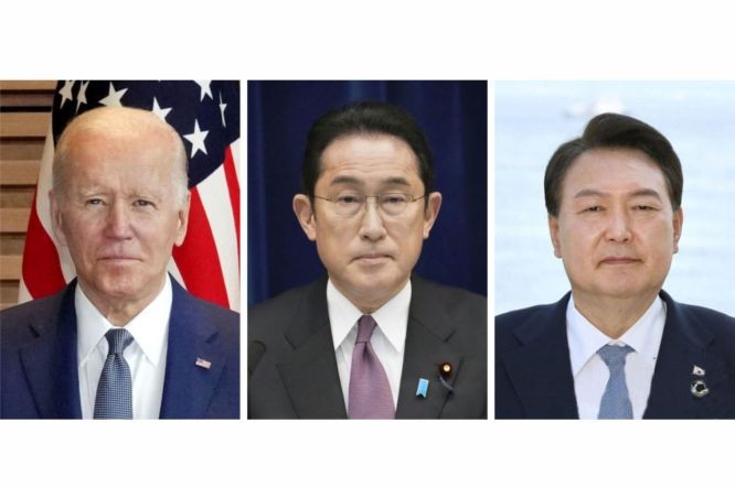 美国总统拜登、日本首相岸田文雄、韩国总统尹锡悦。(图:互联网)