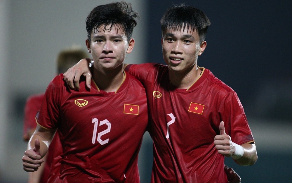 越南U23球员庆祝进球。(图源:互联网)