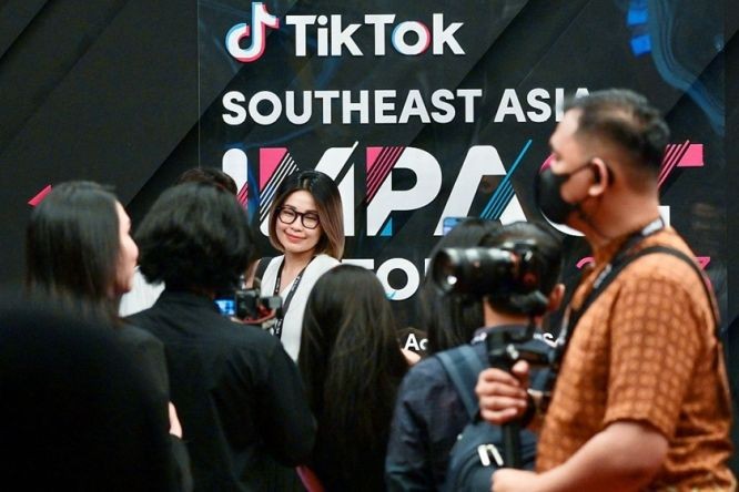 当地时间2023年6月15日,印尼雅加达,2023TikTok东南亚影响论坛举办。TikTok自2021年进入印尼以来发展迅速。(图:Bay Ismoyo)