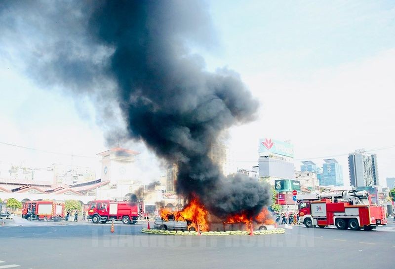 消防与救援演练现场一隅。（图：市党部新闻网）