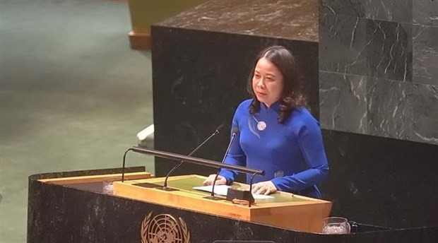 越南国家副主席武氏映春在联合国经济及社会理事会妇女地位委员会第68届会议上发表讲话。(图:越通社) 越南国家副主席武氏映春在联合国经济及社会理事会妇女地位委员会第68届会议上发表讲话。(图:越通社)
