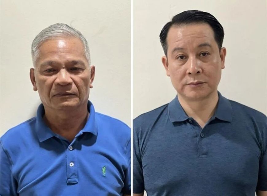 广义省委原书记黎曰字(左)与永福省委常务副书记范黄英。(图:VTC News)