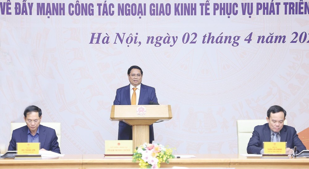 政府总理范明政在会上致辞。(图:越通社)