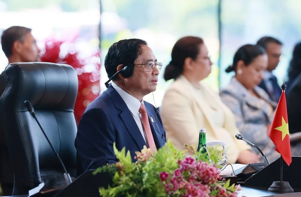 越南政府总理范明政于去年出席东盟领导人与东盟青年对话会。(图:越通社)