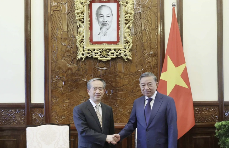 越南国家主席苏林会见中国驻越南大使熊波。（图：越通社）