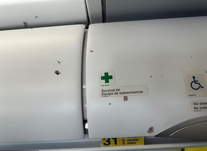 机舱内可见大量弹孔。(图:互联网)