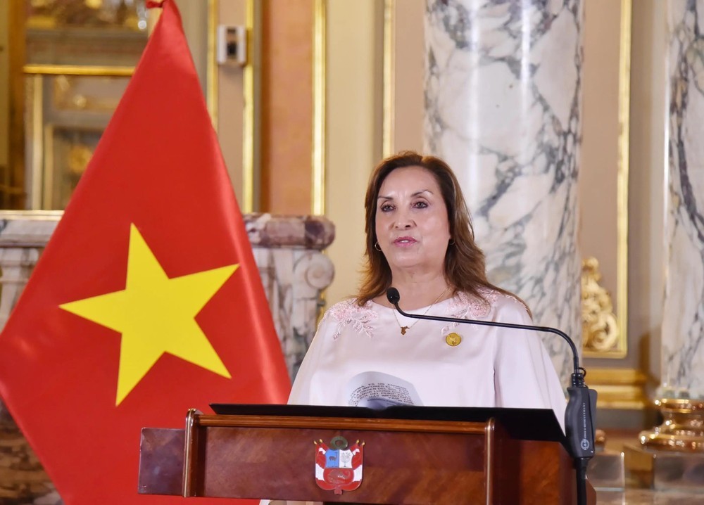 秘鲁总统迪娜·厄西莉亚·博鲁阿尔特·塞加拉。(图:越通社) 秘鲁总统迪娜·厄西莉亚·博鲁阿尔特·塞加拉。(图:越通社)