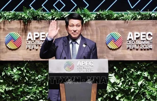 国家主席出席2024年APEC工商领导人峰会并发表重要讲话。(图:越通社)