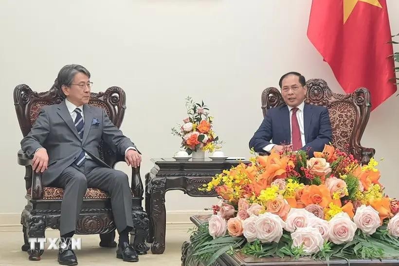 越南政府副总理兼外交部长裴青山会见日本国际协力银行执行董事前田匡史。(图:越通社)