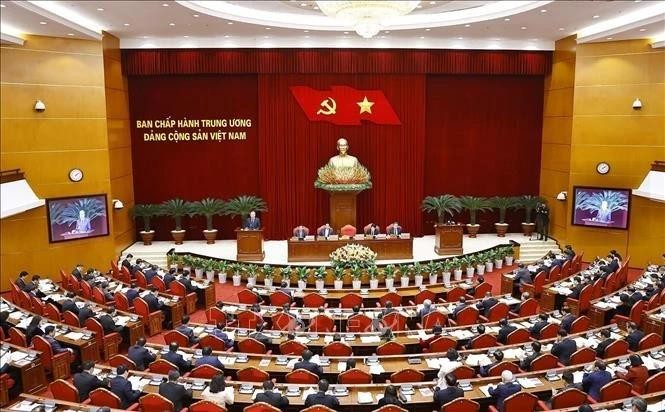 越南共产党十三届中央委员会会议开幕。（图：越通社）