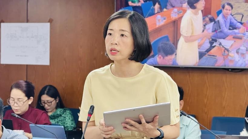 市财政厅所属公私合作与债务管理科长苏氏金钗在新闻发布会上发言。（图：廷余）