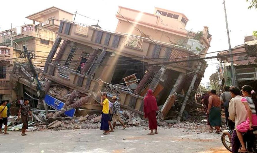 一场强震对缅甸中部曼德勒地区的建筑物造成严重破坏。（图：联合国）