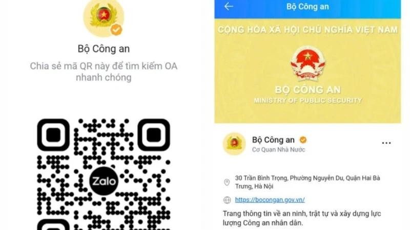 公安部在Zalo社交平台推出官方网页。