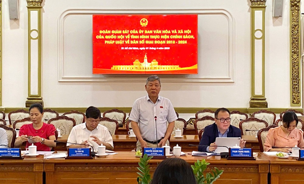 国会文化与社会委员会副主任阮黄梅（中）在会议上发言。（图：姜维）