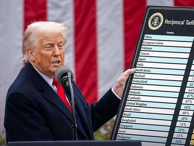 美国总统特朗普4月2日公布对等关税。（图源：互联网）