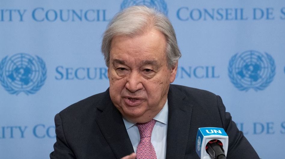 联合国秘书长古特雷斯向媒体发表谈话。（图：联合国）