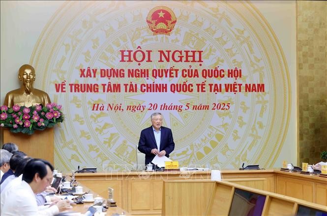 政府常务副总理阮和平(中)在会议上发表讲话。(图:越通社)
