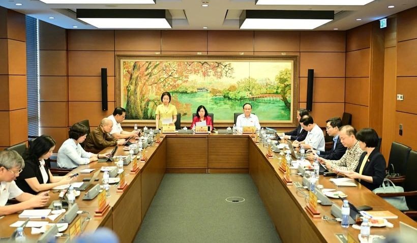 河内国会代表分组讨论法律草案。