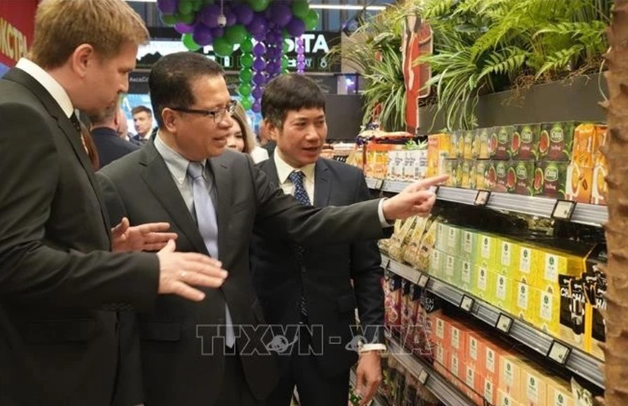 越南驻俄大使邓明魁参观「越南角」。（图：越通社）