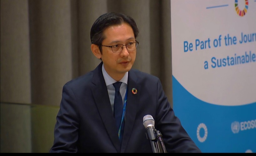 越南常驻联合国代表团团长杜雄越大使出席会议并发表讲话。(图:越通社)