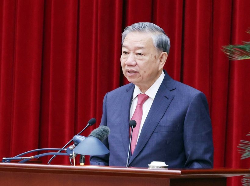 党中央总书记苏林在越南共产党第十三届中央委员会第十三次全体会议上致闭幕词。（图：越通社)