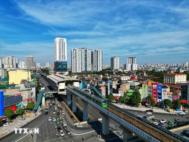 吉灵至河东高架地铁段。图自越通社