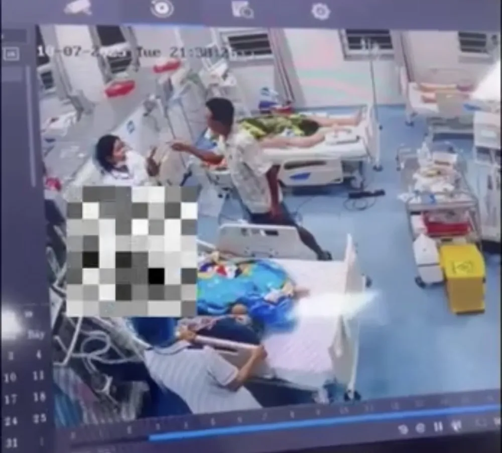Ông N.D.M., người đánh nữ điều dưỡng tại Bệnh viện Vũng Tàu, đã bị khởi tố. Ảnh: Cắt từ clip IMG_0162.jpeg