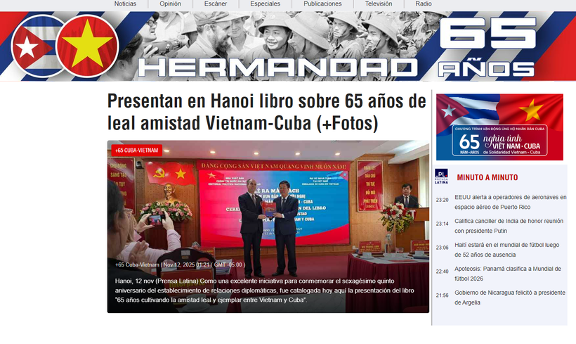 古巴拉美通讯社（Prensa Latina）于11月18日正式推出《古巴—越南：65年兄弟情谊》专题专栏。