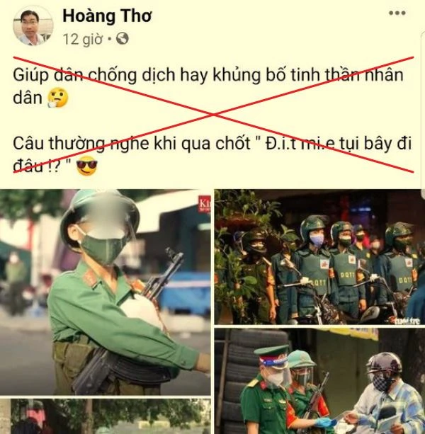 Một bài viết thông tin sai sự thật, xuyên tạc trên Facebook cá nhân của Võ Hoàng Thơ