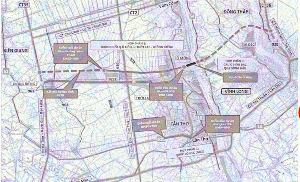 Sơ đồ vị 2 hợp phần dự án Phát triển mạng lưới giao thông vùng ĐBSCL thích ứng với biến đổi khí hậu TP Cần Thơ Sơ đồ vị 2 hợp phần dự án Phát triển mạng lưới giao thông vùng ĐBSCL thích ứng với biến đổi khí hậu TP Cần Thơ