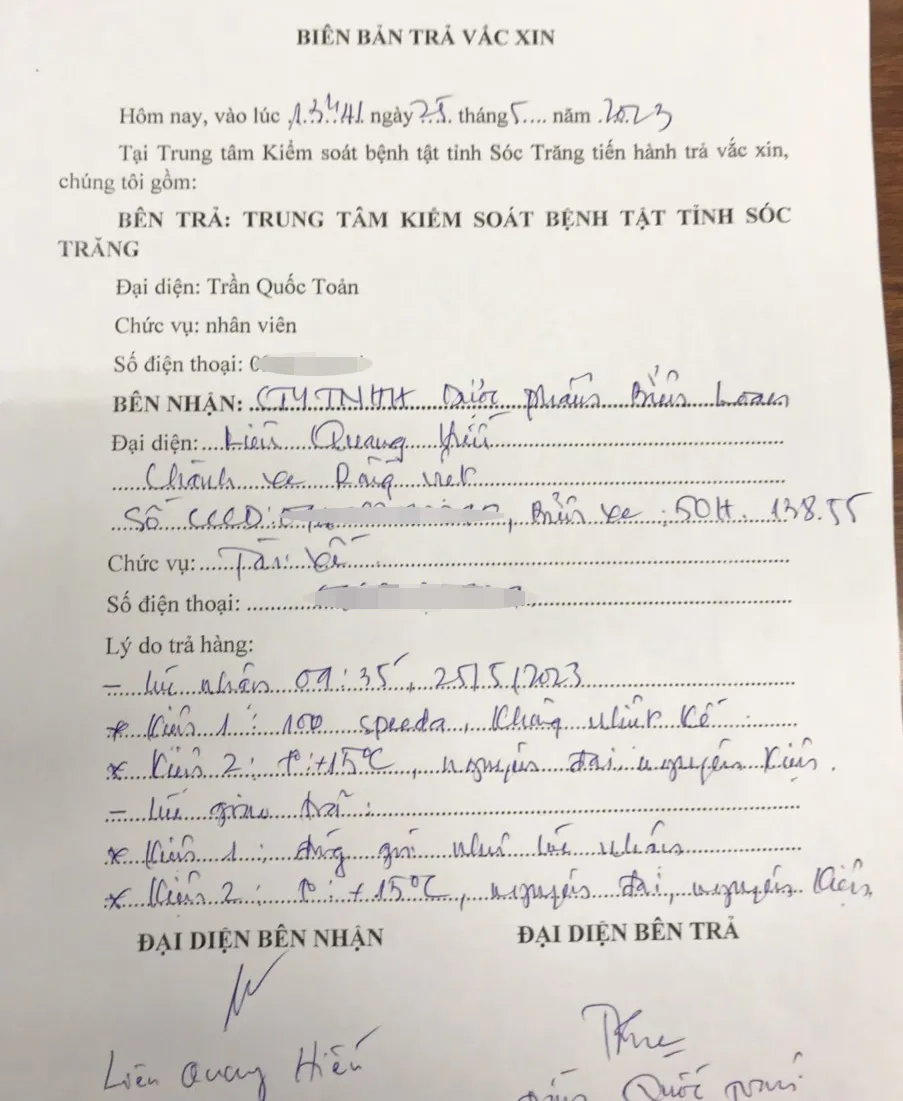 Biên bản tiếp nhận 1.000 liều vaccine dại Speeda Biên bản tiếp nhận 1.000 liều vaccine dại Speeda