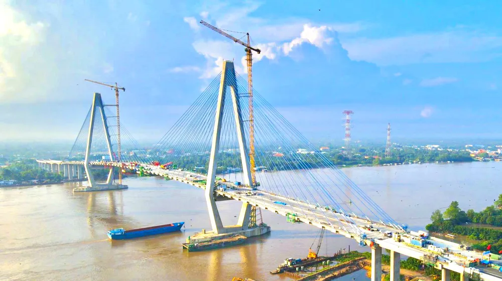 Cầu Mỹ Thuận 2 được hợp long, nối liền 2 tỉnh Tiền Giang và Vĩnh Long Cầu Mỹ Thuận 2 được hợp long, nối liền 2 tỉnh Tiền Giang và Vĩnh Long