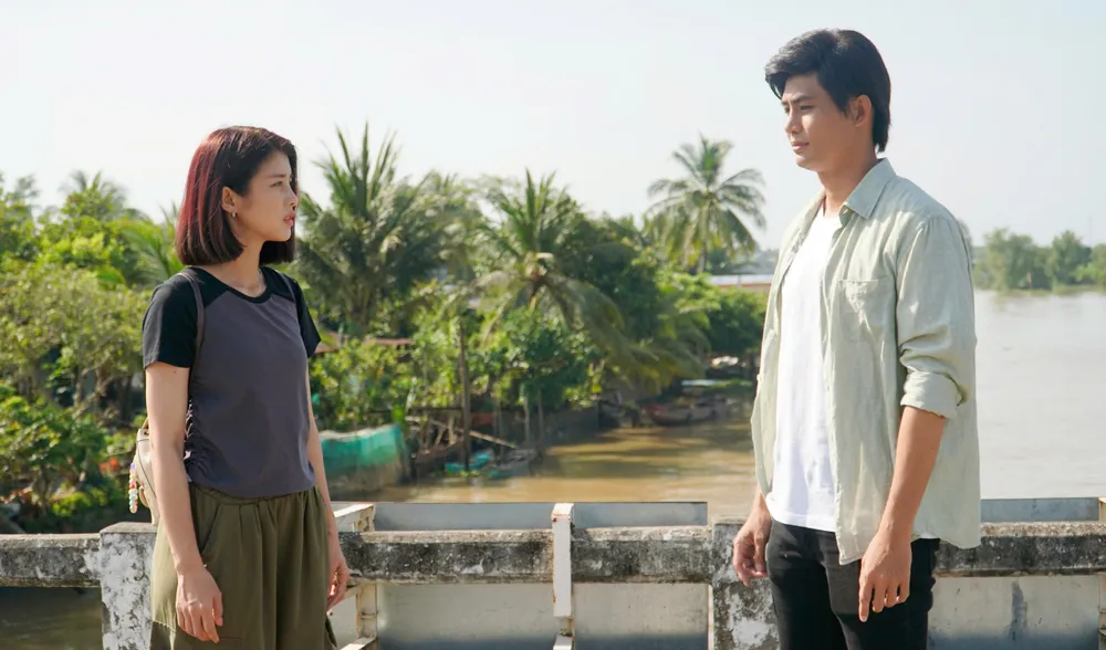 Cô và diễn viên Vũ Đằng vào vai cặp đôi "oan gia ngõ hẹp". Ảnh: ĐPCC cho tet tinh que 3.jpg