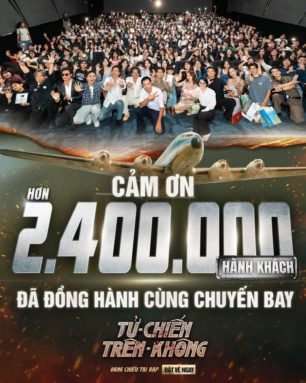 Phim đã bán ra hơn 2,4 triệu vé. Nguồn: Fanpage phim Tử chiến trên không Tu chien tren khong 4.jpg