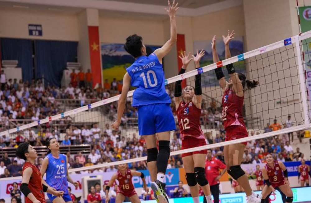 越南女排对阵泰国的比赛现场。