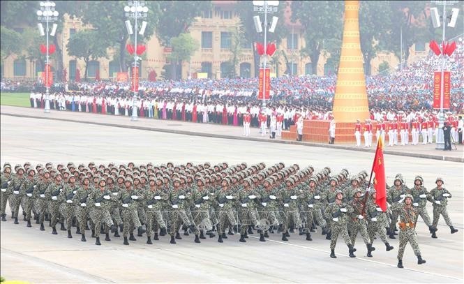 参加阅兵式的部队方阵。