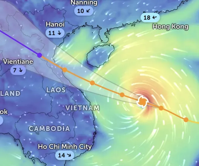 美国联合台风警报中心9月27日中午12时30分预测了10号台风登陆的区域。